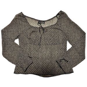 INC International Concepts Silk Brown and Tan Tie Front Fitted Blouse SZ 10